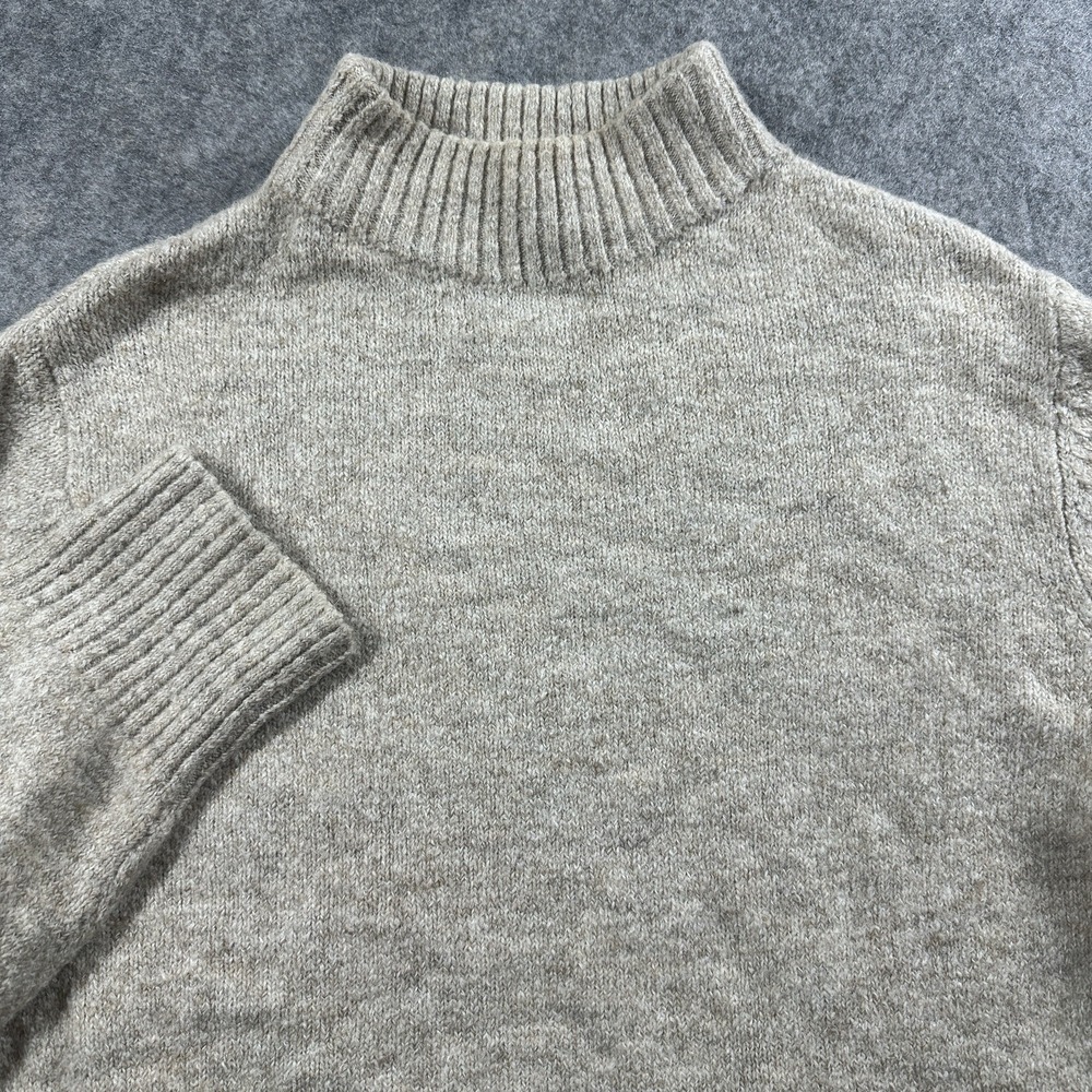 Jenni Kayne Mock Neck Sweater Womens XXS Oatmeal Beige Alpaca Merino Wool Blend